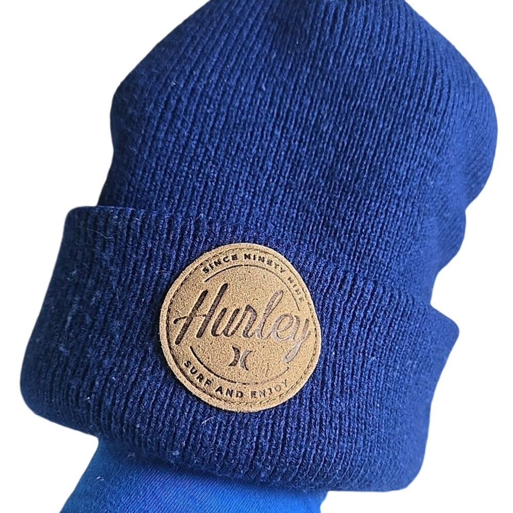 Hurley Blue Beanie Hat Mens One Size Logo Surf Skate Ski Board Winter